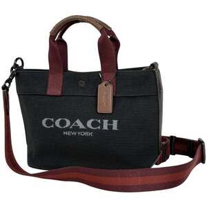 Coach Logo Tote Bag, 20, Color Block, 2-Way, Shoulder Canvas, Black, CU299, W...